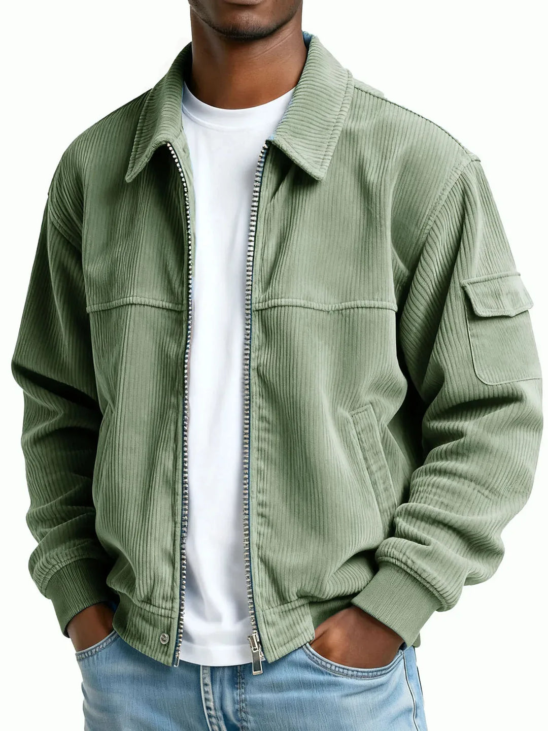 Hartwell | Men's Ribbed Textured Jacket  - Color:Light Green;Size:XS