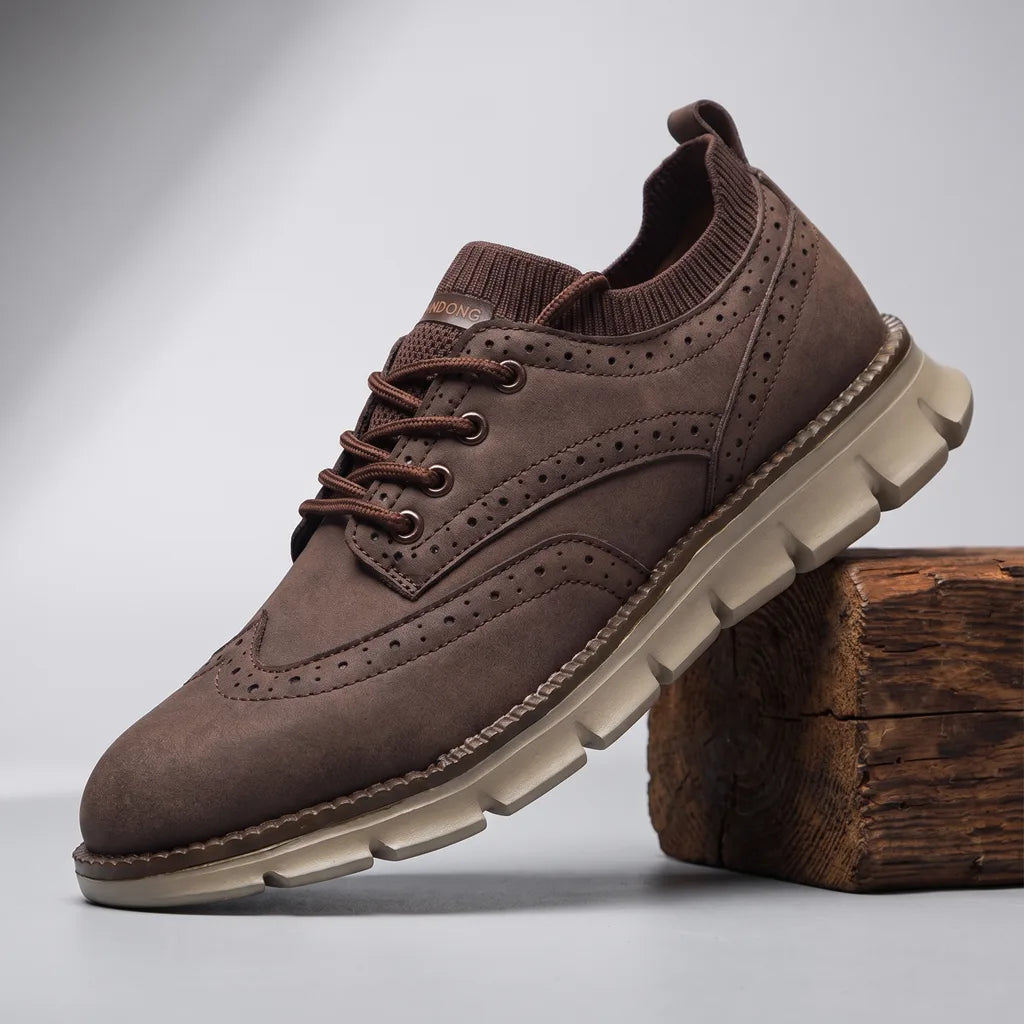 Harvey Brogue Sneakers - Color:Brown;Size:40