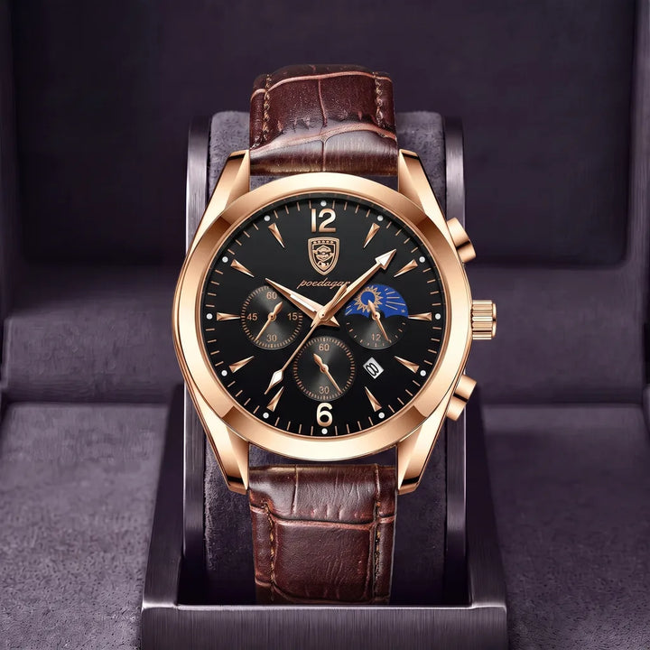 Harvey | Vintage watch - Color:Brown Leather Rose Gold