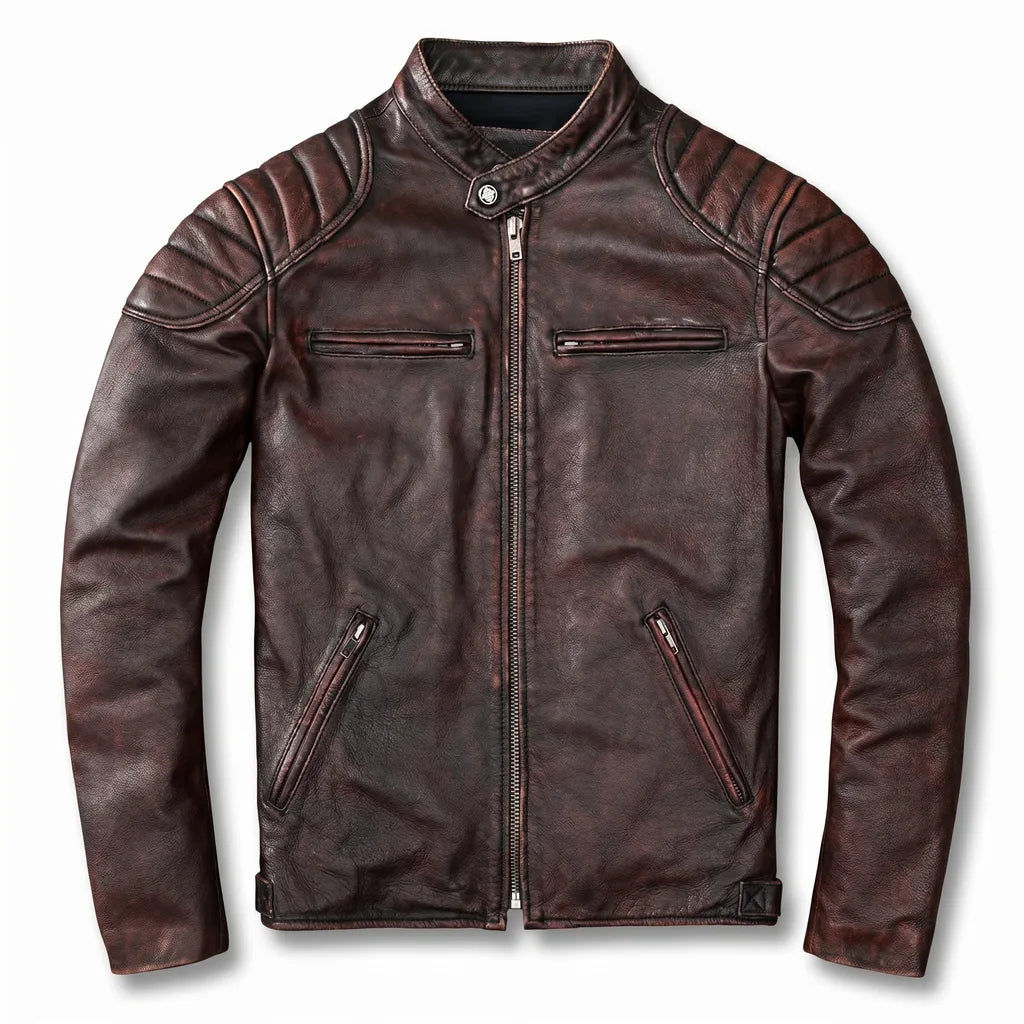 Hayes Stand Collar Jacket - Color:Brown;Size:S