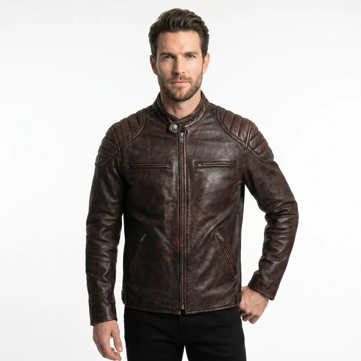Men's Brown Fitzroy Stand Collar Jacket