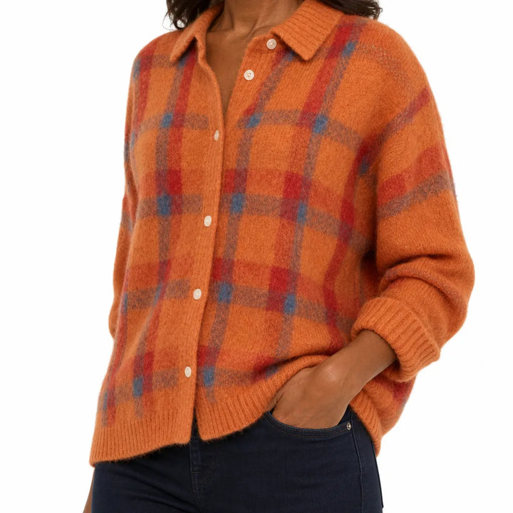 Women's Orange Hazel | Women's Classic Plaid Caridgan