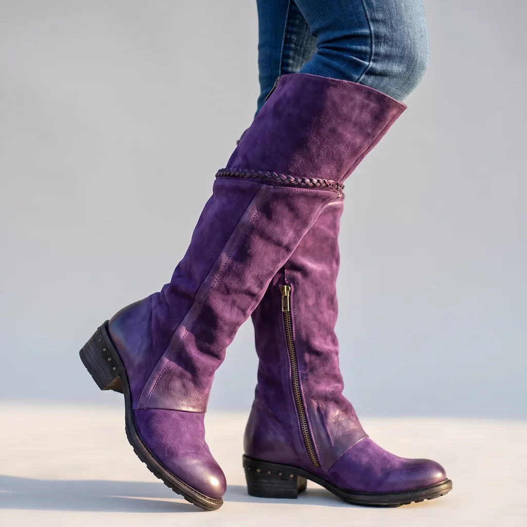 Helena | Women's Orthopedic Knee-High Boots   - Color:Purple;Size:35