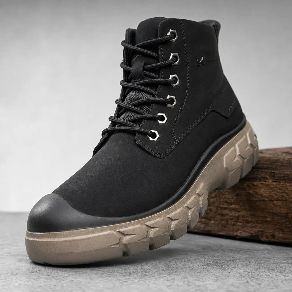 Henley Lined Combat Boots - Color:Black;Size:39