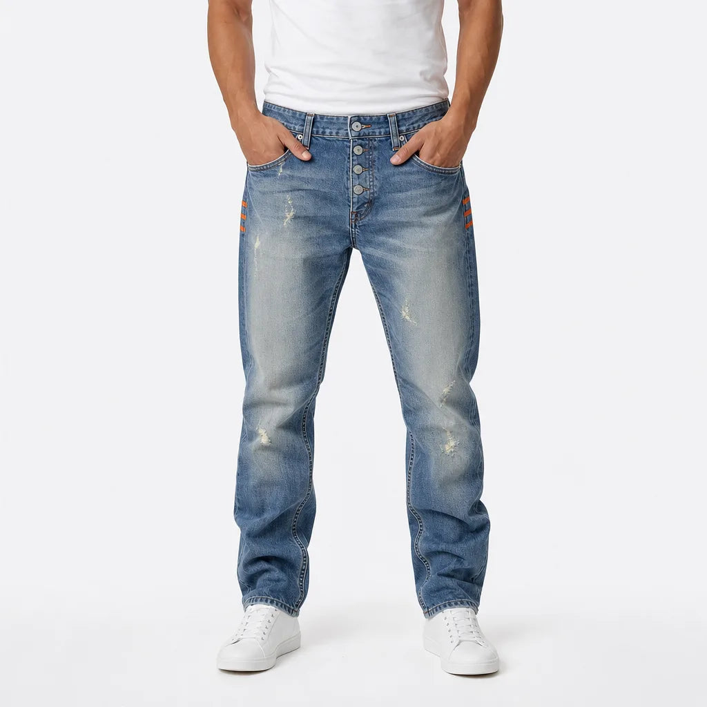 Holden Faded Straight Jeans - Color:Blue;Size:28
