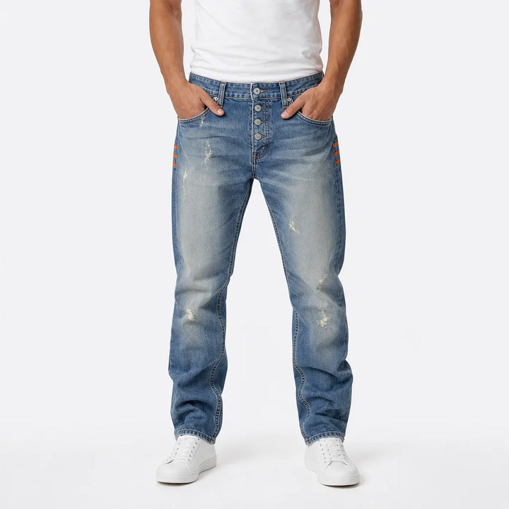 Holden Faded Straight Jeans - Color:Blue;Size:28