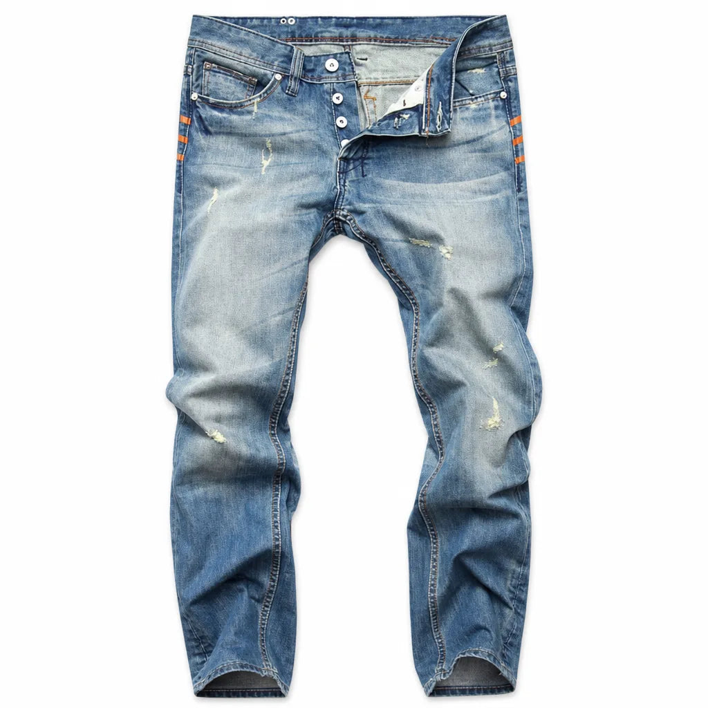 Men's Blue Zoe Printed Straight Jeans