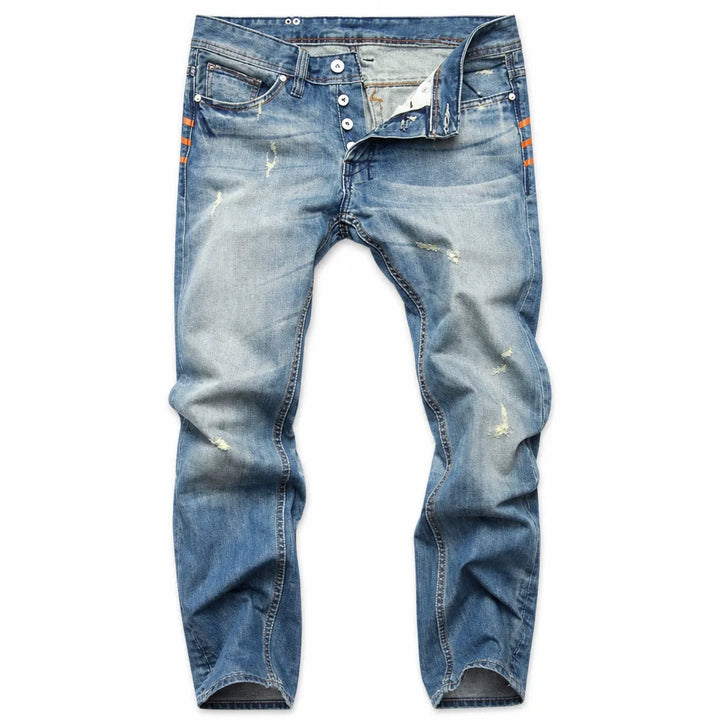 Men's Blue Zoe Printed Straight Jeans