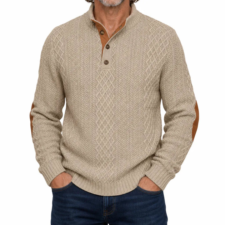 Hollis | Men's Fall Knit Sweater - Color:Beige;Size:XS