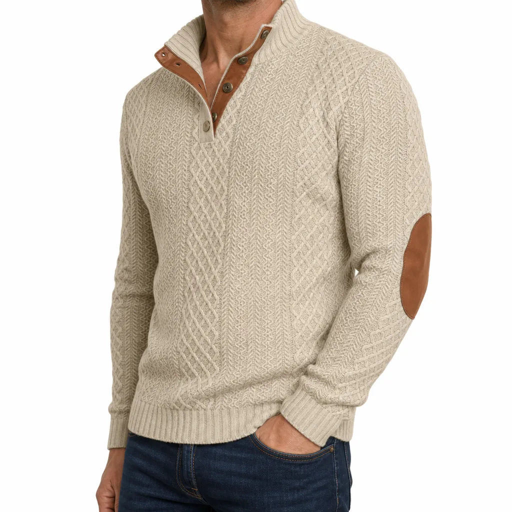 Men's Beige Gallagher Jacquard Knit Sweatshirt
