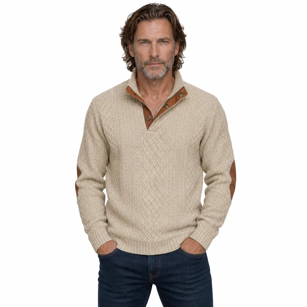 Men's Beige Gallagher Jacquard Knit Sweatshirt