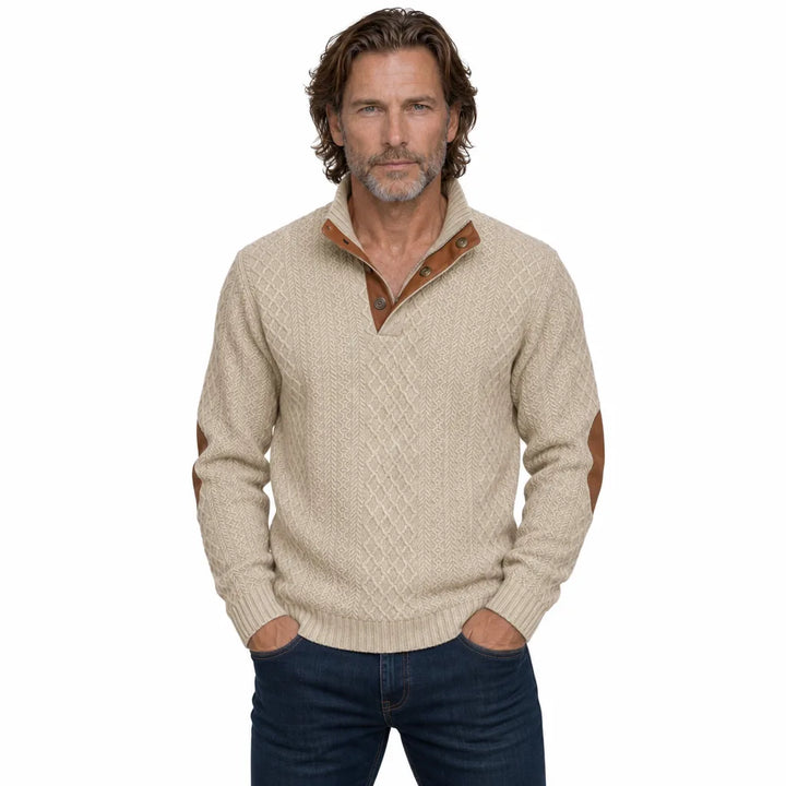 Men's Beige Gallagher Jacquard Knit Sweatshirt
