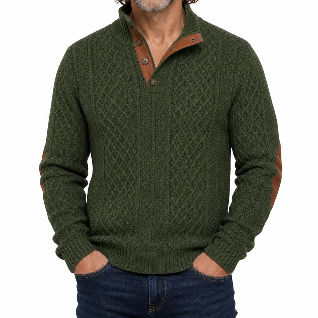 Hollis | Men's Fall Knit Sweater - Color:Green;Size:XS
