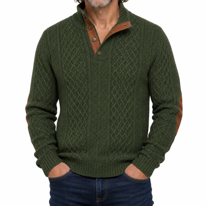 Hollis | Men's Fall Knit Sweater - Color:Green;Size:XS