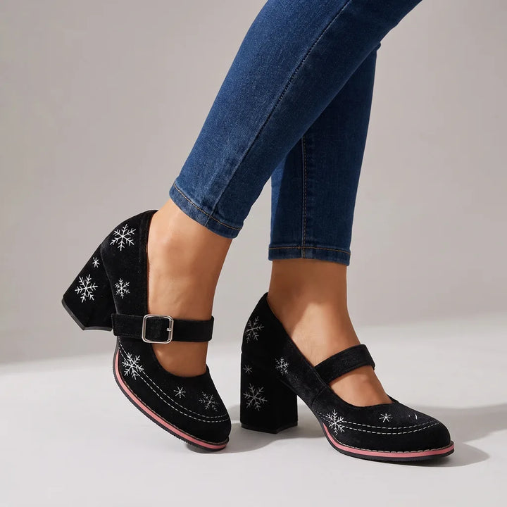Holly | Women's Festive Mary Jane Christmas Heels - Color:Black;Size:35