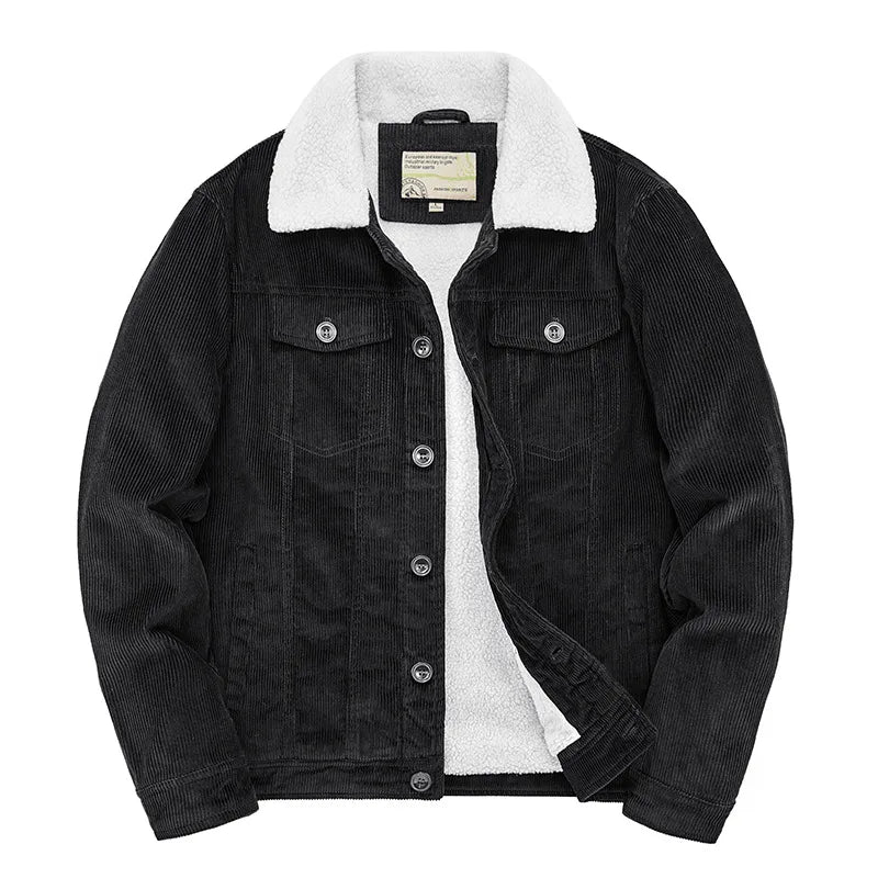 Howard | Men's Corduroy Sherpa Winter Jacket - Black