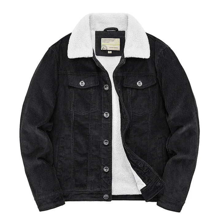 Howard | Men's Corduroy Sherpa Winter Jacket - Black