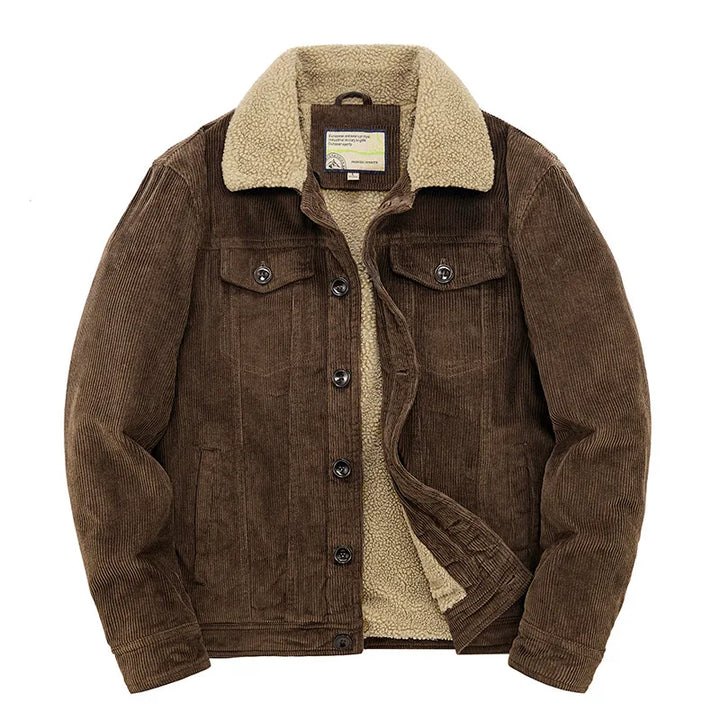 Howard | Men's Corduroy Sherpa Winter Jacket - Dark Brown