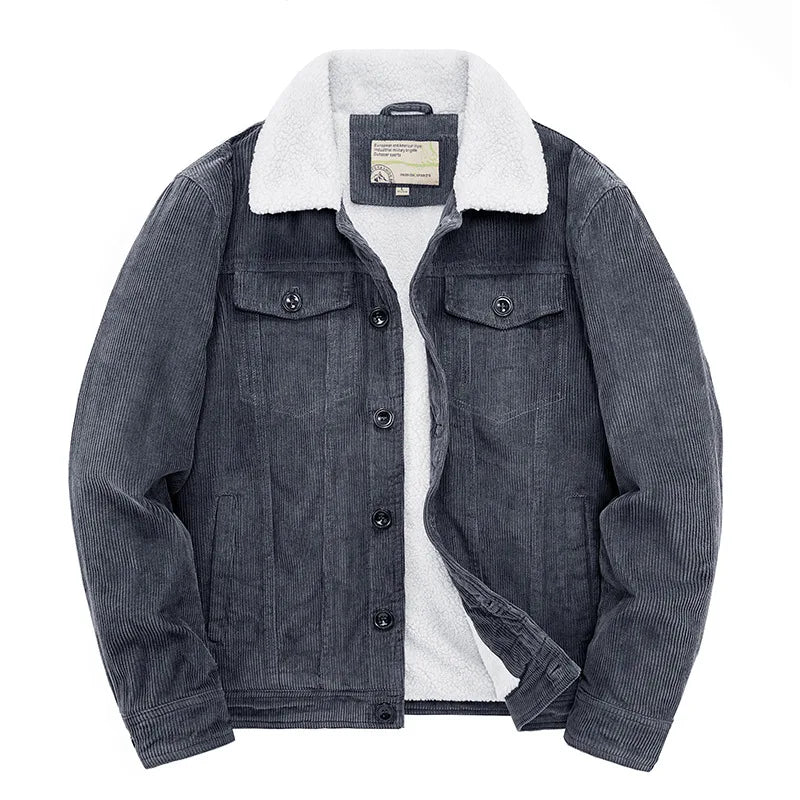 Howard | Men's Corduroy Sherpa Winter Jacket - Gray