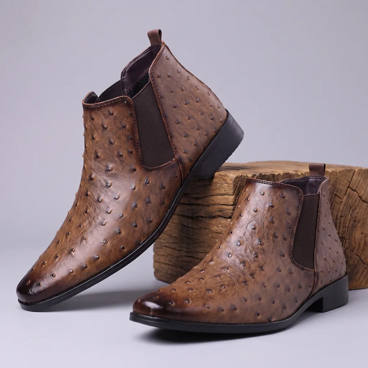 Men's Brown Cooke Embroidered Riding Boots