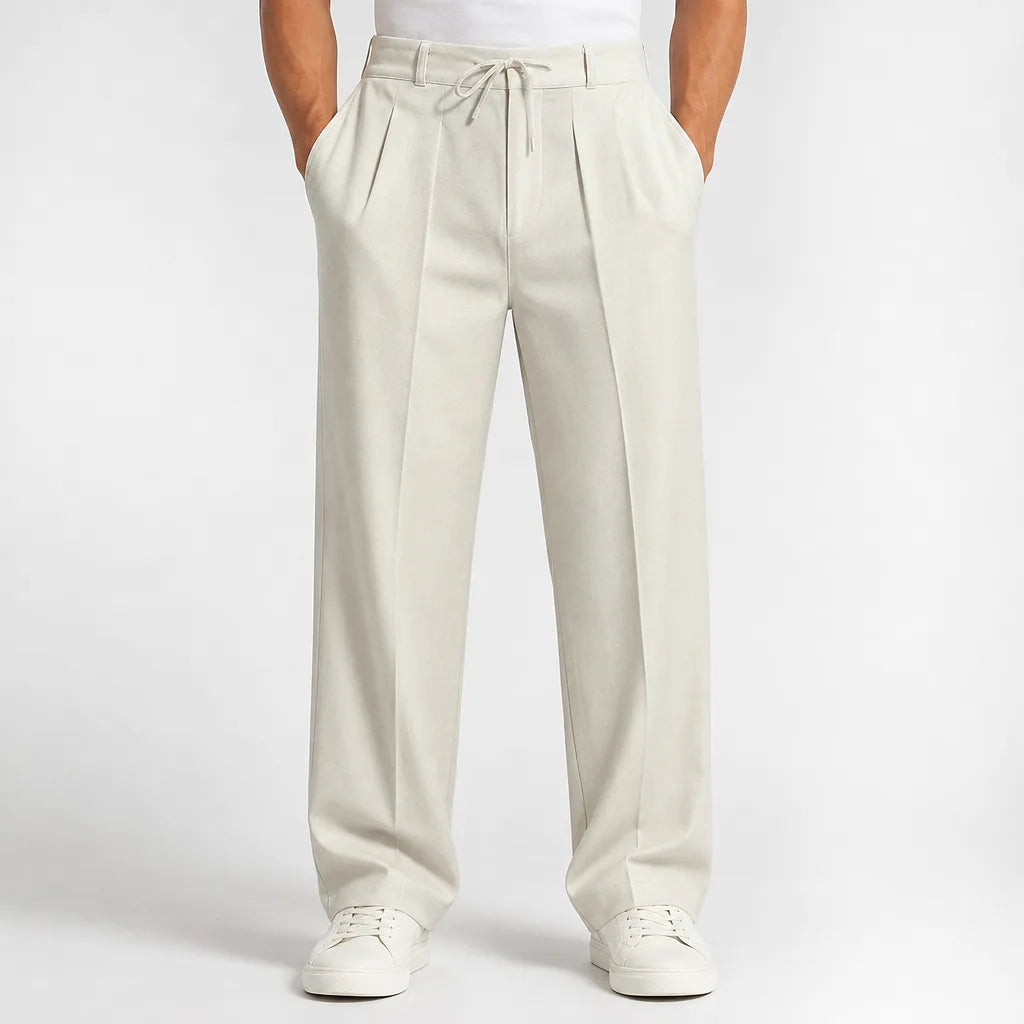 Idris | Baggy Loose Fit Wide Leg Pants - Color:Beige;Size:XS