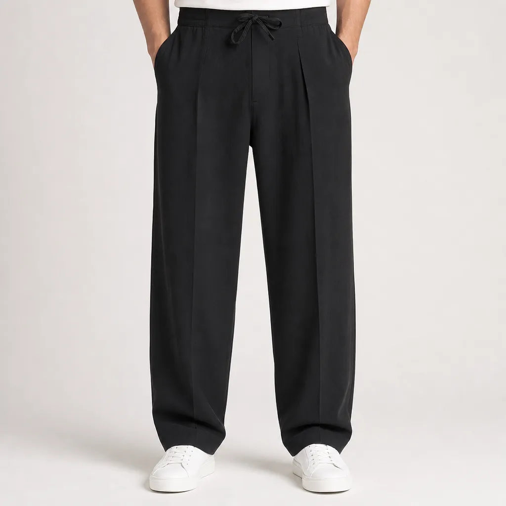 Idris | Baggy Loose Fit Wide Leg Pants - Color:Black;Size:XS