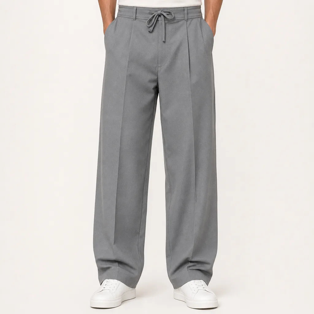 Idris | Baggy Loose Fit Wide Leg Pants - Color:Gray;Size:XS