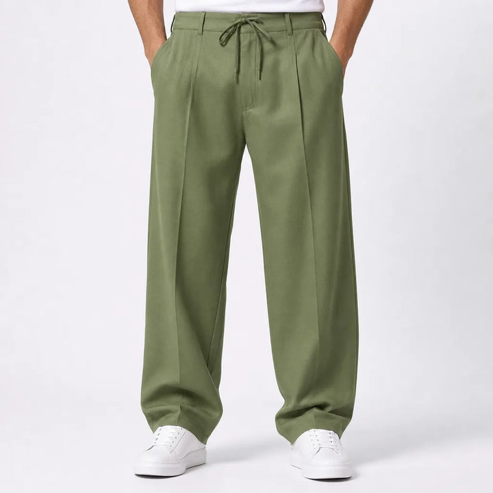 Idris | Baggy Loose Fit Wide Leg Pants - Color:Green;Size:XS