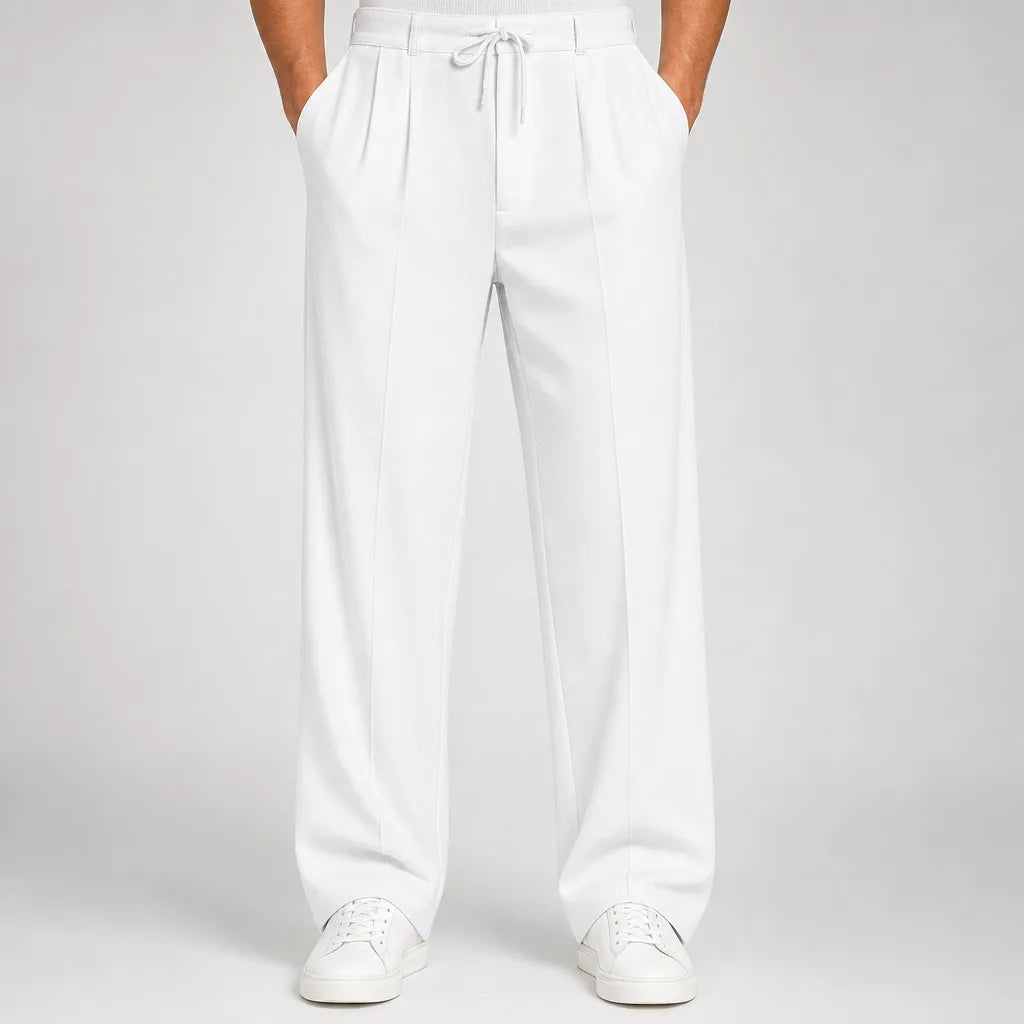 Idris | Baggy Loose Fit Wide Leg Pants - Color:White;Size:XS