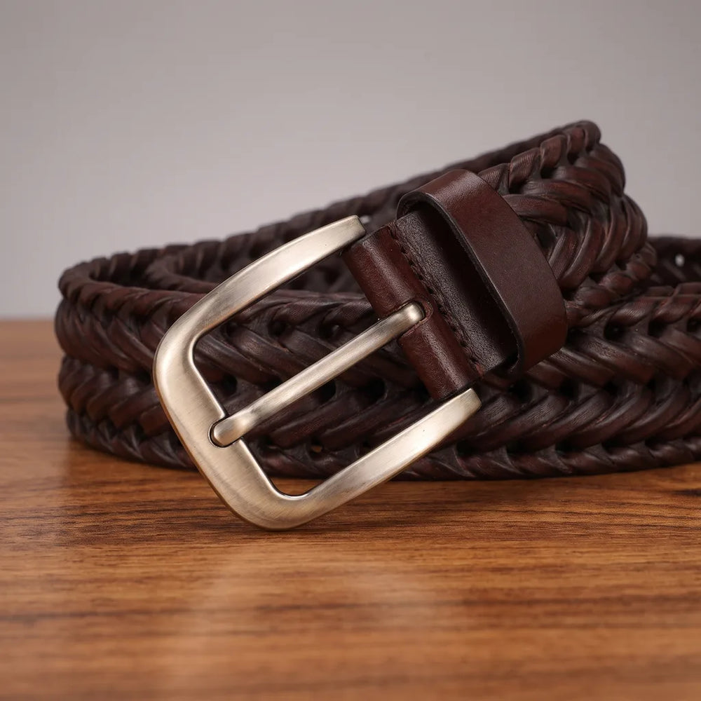 Men's Brown Brennan Woven Leather Belt