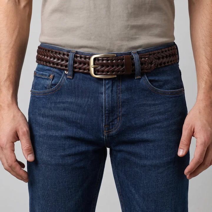 Men's Brown Brennan Woven Leather Belt