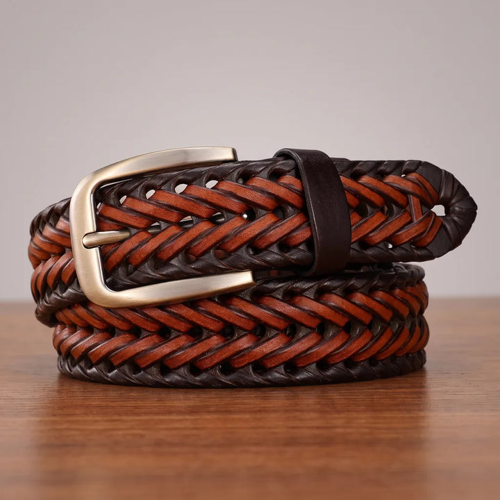 Isaac | Designer Western Woven Men's Belts  - Color:Brown/Black;Length (cm):110 cm