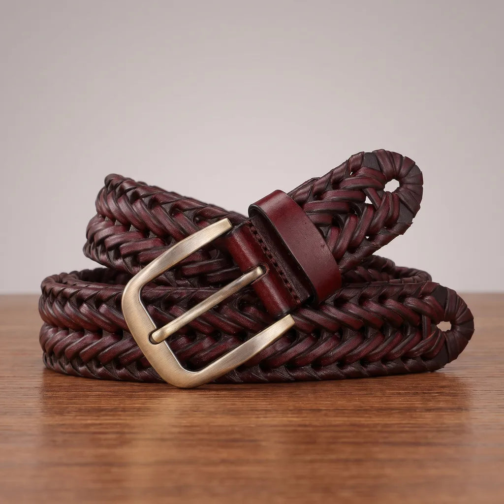 Isaac | Designer Western Woven Men's Belts  - Color:Red;Length (cm):110 cm