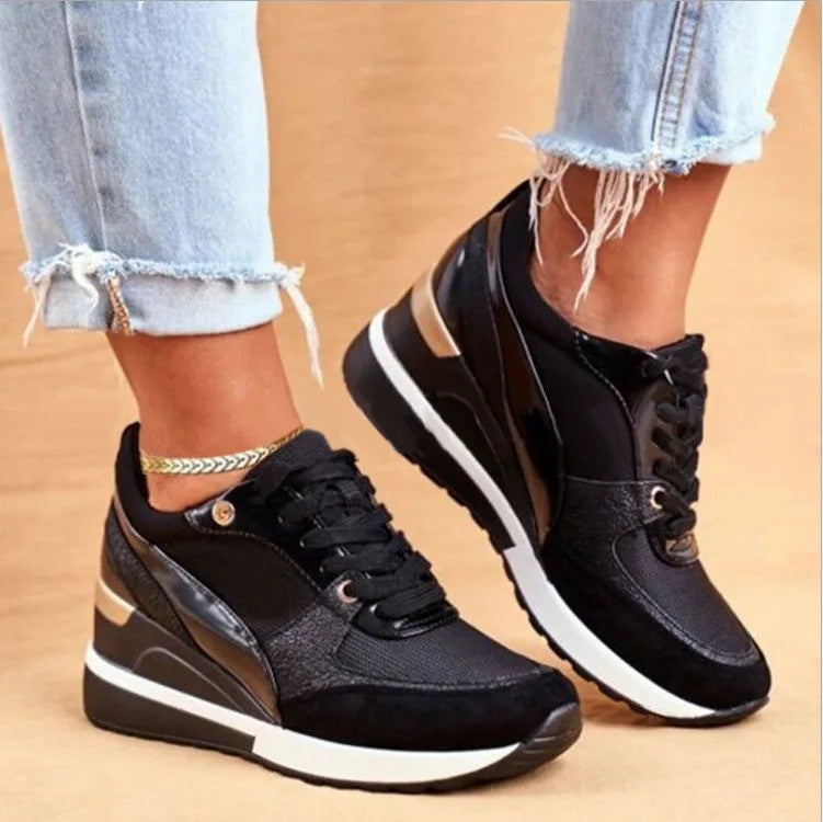 Isabel | Women's Orthopedic Trendy Sneakers - Color:Black;Size:35