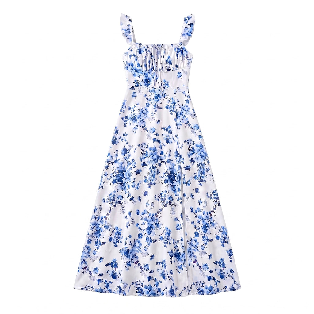 Isabella Floral Maxi Dress - Color:Blue;Size:XS