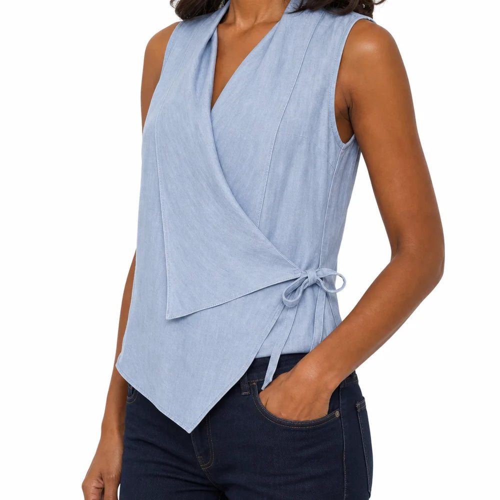 Women's Blue Carlyle Sleeveless Tie Blouse