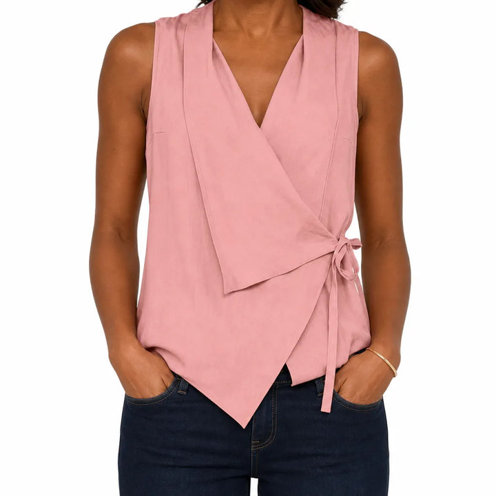 Isabelle Draped Wrap Blouse - Color:Pink;Size:XS