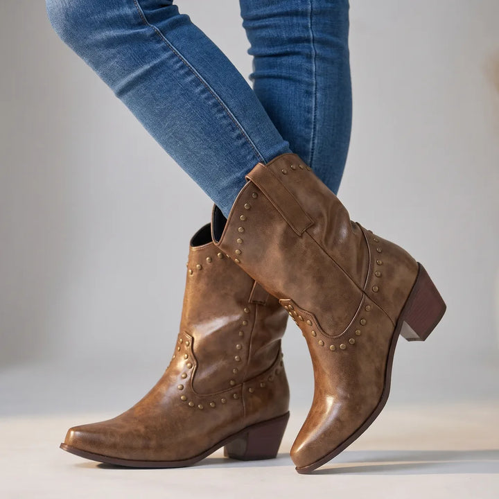 Isobella | Women's Orthopedic Western Boots  - Color:Dark Brown;Size:35