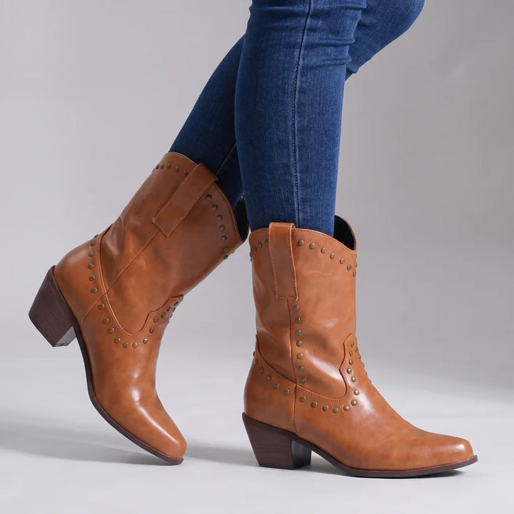 Isobella | Women's Orthopedic Western Boots  - Color:Light Brown;Size:35