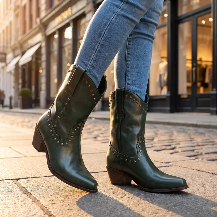 Women's Green George Studded Ankle Boots