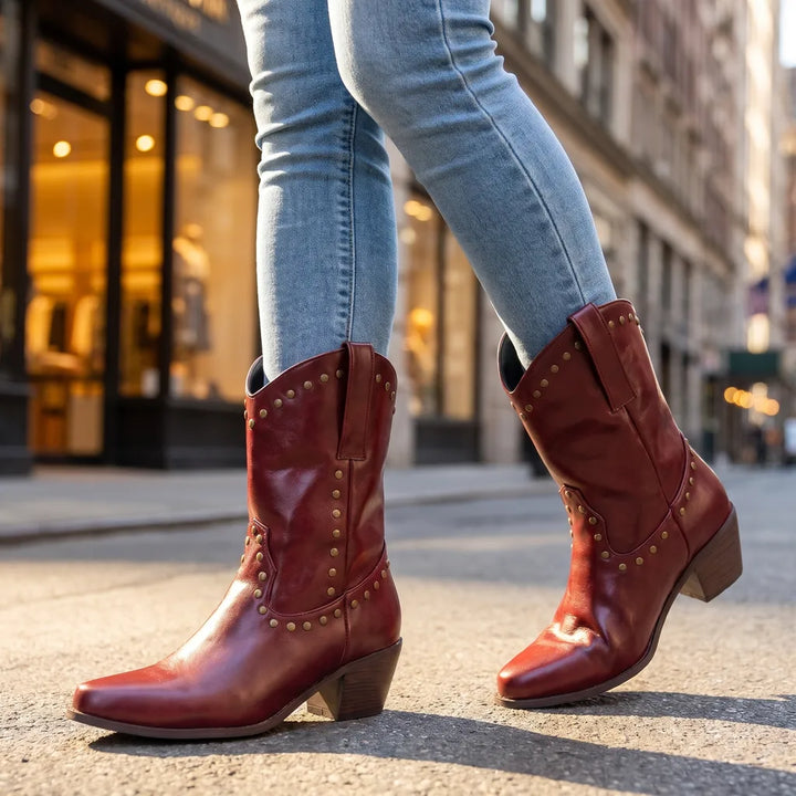 Women's Red George Studded Ankle Boots