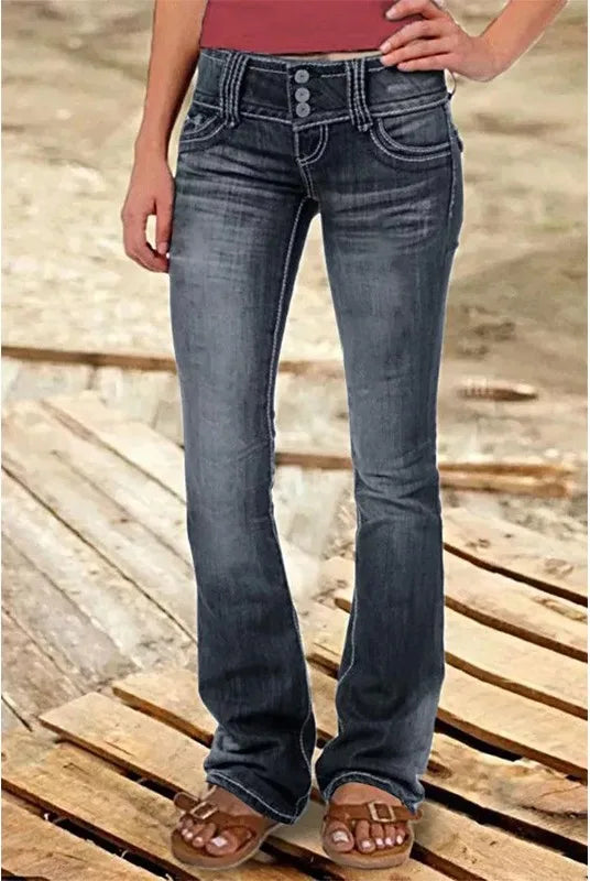 Ivy | Women's Low-Rise Flare Jeans - Color:Black;Size:XXS