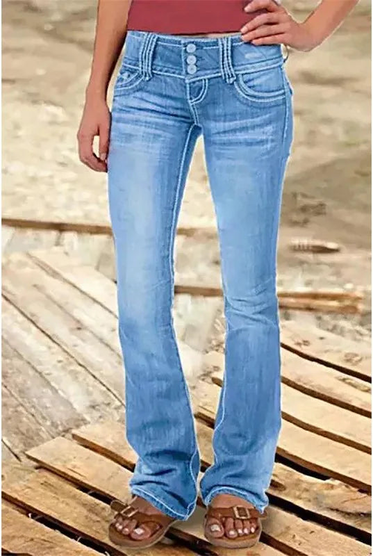 Ivy | Women's Low-Rise Flare Jeans - Color:Light Blue;Size:XXS