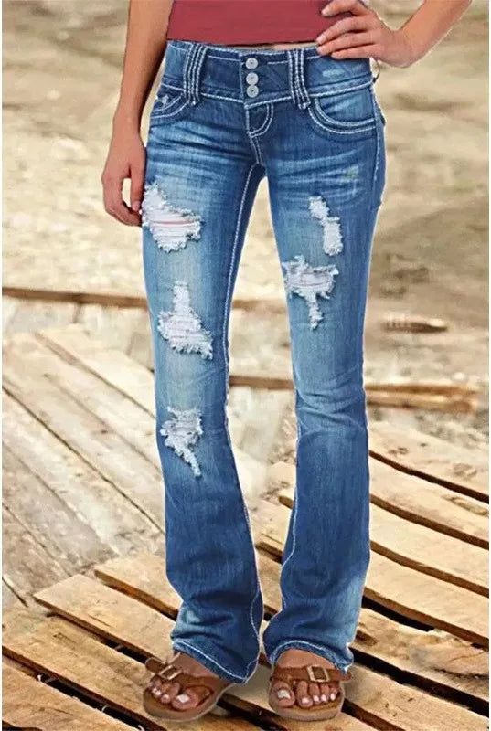 Ivy | Women's Low-Rise Flare Jeans - Color:Vintage Blue;Size:XXS