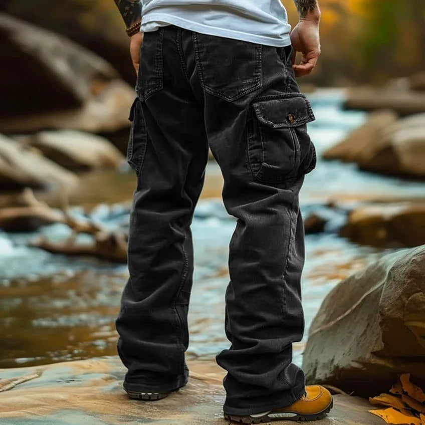 Jackson | Men's Rugged Wide Leg Cargo Pants  - Color:Black;Size:XS