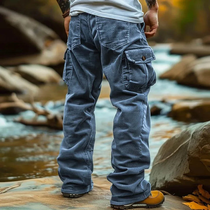 Jackson | Men's Rugged Wide Leg Cargo Pants  - Color:Blue;Size:XS