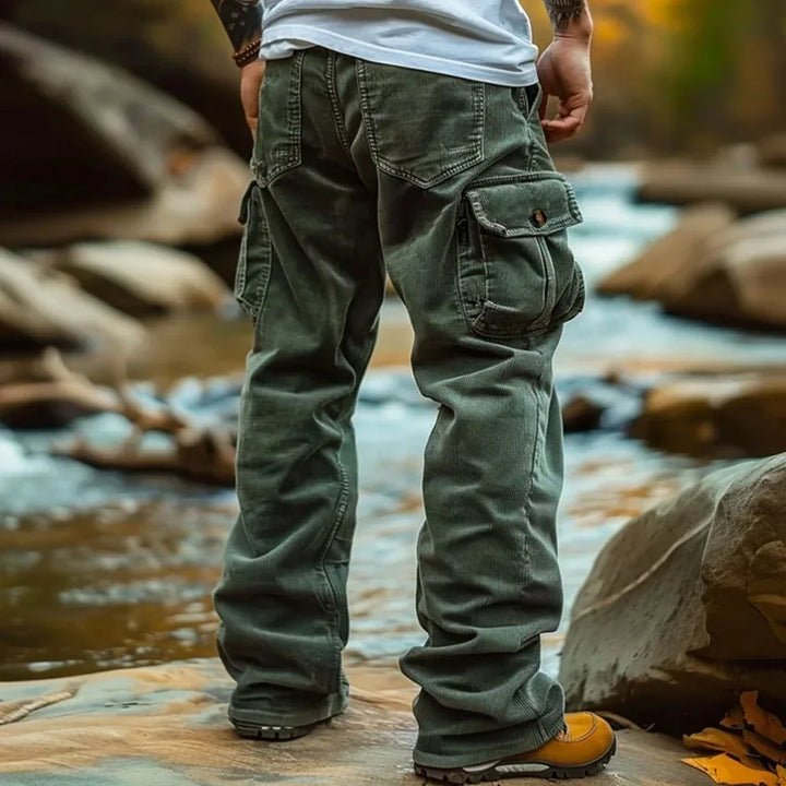 Jackson | Men's Rugged Wide Leg Cargo Pants  - Color:Green;Size:XS