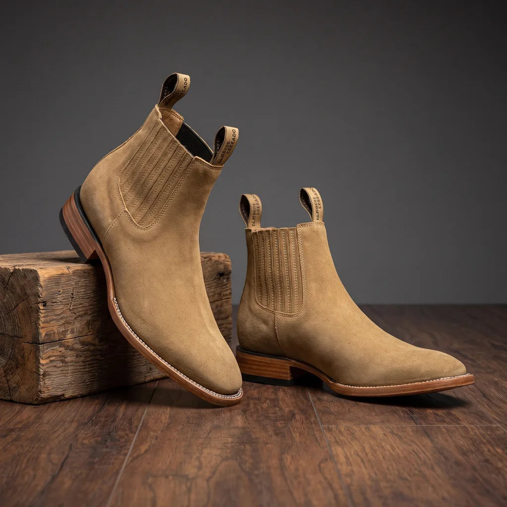 Jackson | Men's Western Chelsea Boots  - Color:Beige;Size:38