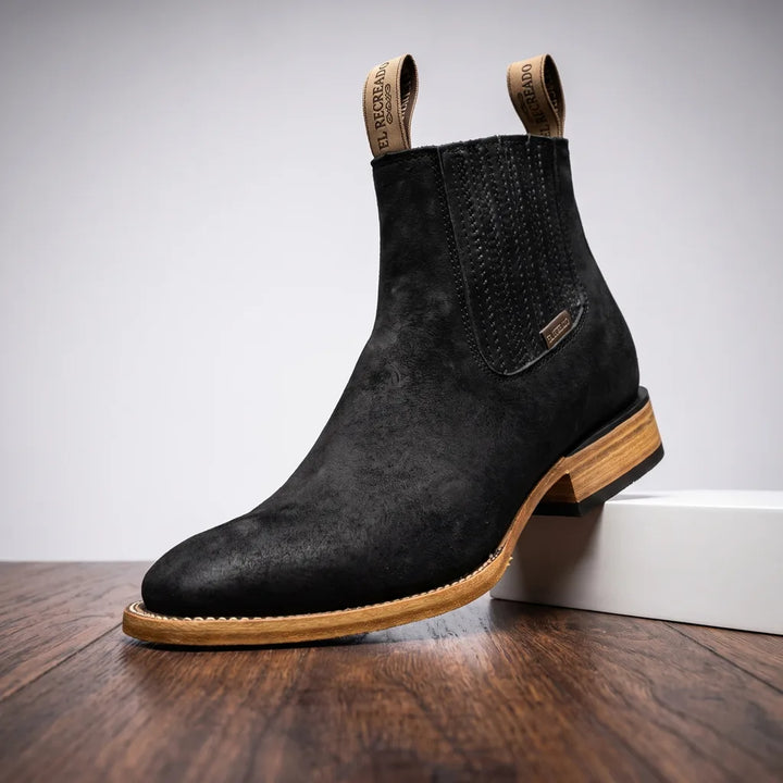 Men's Black Darby Textured Chelsea Boots