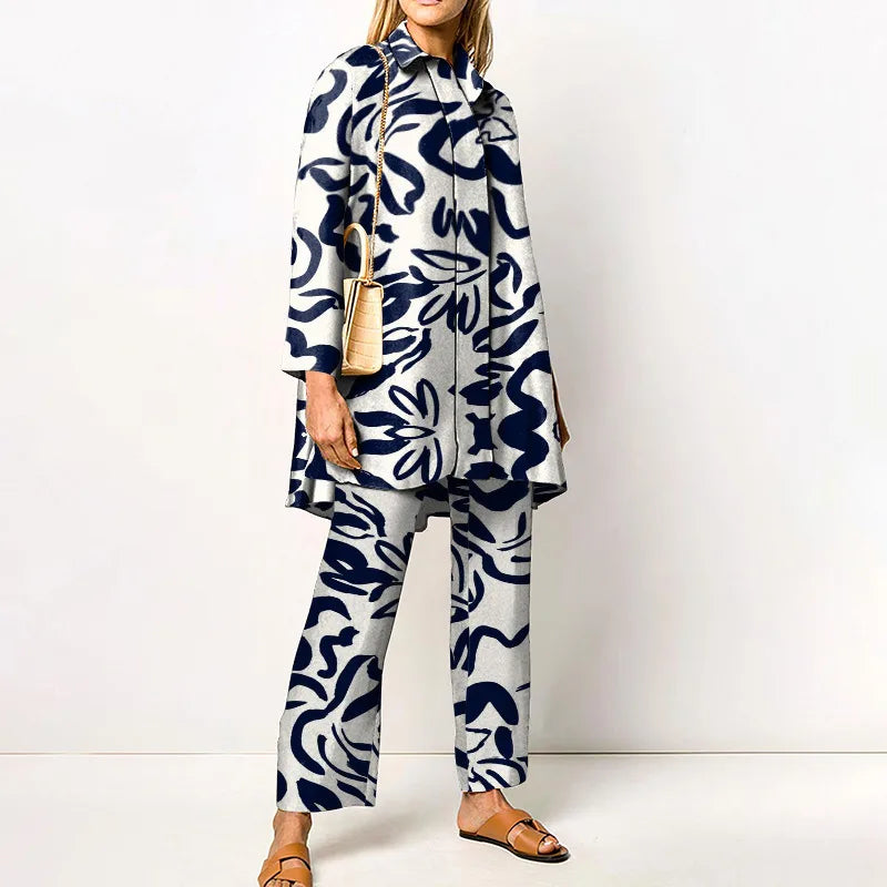Jacqueline | Women's Vintage Blouse and Pants Set   - Size:XS;Color:White